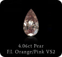 4.06ct Pear - Fancy Intense Orange Pink - VS2 GIA certificate.