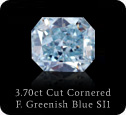 3.70ct Cut Cornered Square - Fancy Greenish Blue - SI1 GIA certificate. 