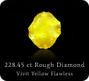 228.48ct Rough Diamond - Vivit Yellow - Flawless Kimberly certificate. 