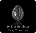 60.81ct Briolette - Fancy Yellow GIA certificate. 